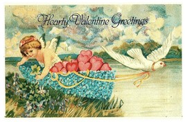 Valentine Greetings Angel &amp; Colomba W/ Cuori Lillian Vernon Hong Kong Cartolina - $29.01