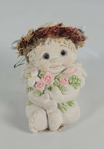 Vintage Dreamsicle Cherub Angel Forget Me Not Figurine Signed Kristin 1996 - £10.79 GBP