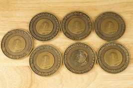 Vintage Advertising Lot National Lock Hardware Diecast Metal Coasters 7P... - £27.51 GBP