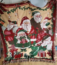 Vintage Beacon Blanket Throw Santa Claus Christmas 52&quot; x 57&quot;  - £19.62 GBP