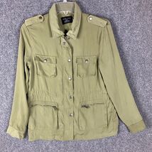 Love Tree Military Jacket Women&#39;s Small Full Zip Green 100% Polyester Ad... - $365.38 MXN