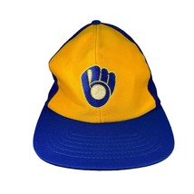 Vintage Milwaukee Brewers Hat Blue Yellow Snapback Logo Mesh Trucker UI Inc - £17.62 GBP