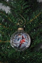 Winter Cardinal 2-5/8&quot; Glass Ball Christmas Ornament - £7.95 GBP