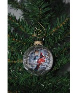 Winter Cardinal 2-5/8&quot; Glass Ball Christmas Ornament - £7.78 GBP