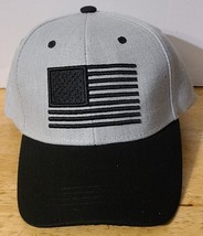 American Flag Usa Patriotic Snapback Adjustable Baseball Cap Hat Gray &amp; Black - £9.09 GBP