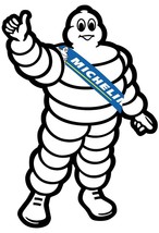 Michelin Man Blue Banner Laser Cut Metal Sign - £44.32 GBP