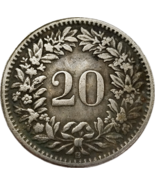 1851 Confederación Suiza 20 Rappen - Patrón clásico de corona Helvetia (... - $18.56 CAD