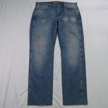 Lucky Brand 34 x 32 121 Slim Medium Splatter Raw Hem Denim Jeans - £23.01 GBP