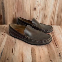 Ecco Mens Shoes Size 44 Brown Sewn Leather Latex Sole Moccasins Driving Loafer - £26.60 GBP