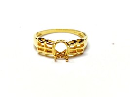 18K Gold 4x6 mm Oval Semi Mount Ring gold Wedding ring Blank gold ring Setting - £137.13 GBP+