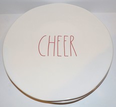 Pair Of Rae Dunn Artisan White Red Cheer CHRISTMAS/HOLIDAY 11&quot; Dinner Plates - £25.75 GBP
