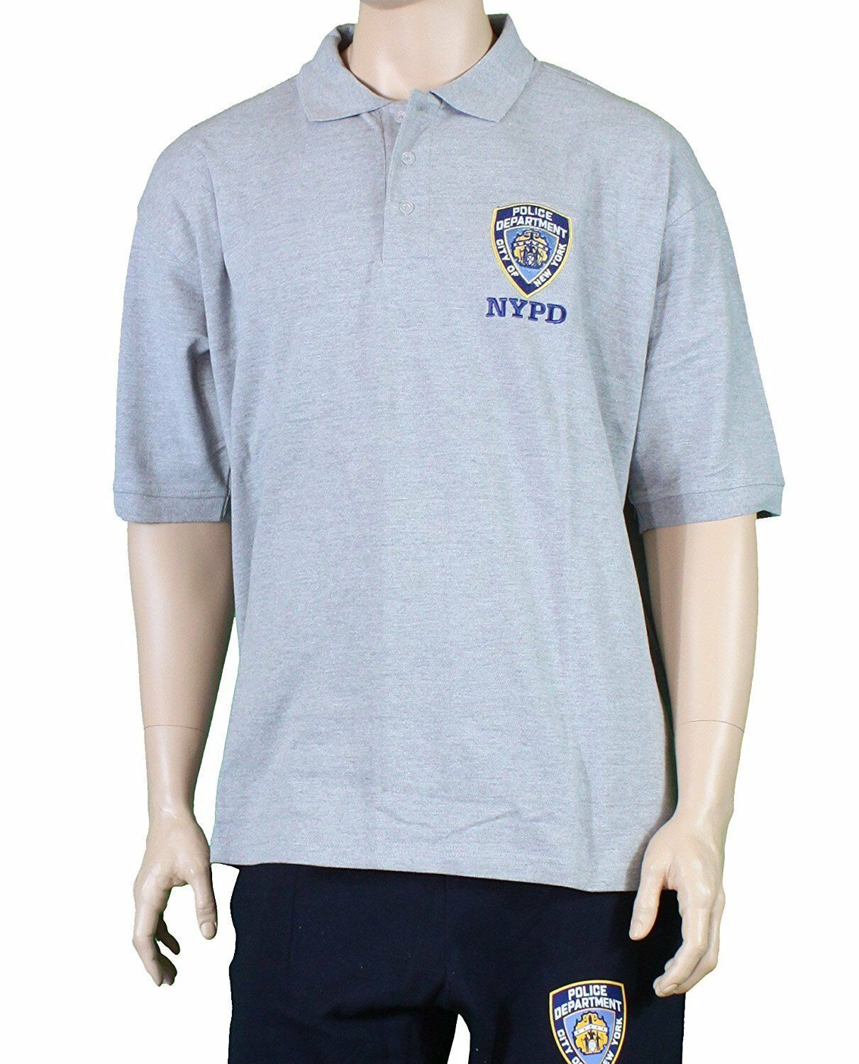 NYPD Official Embroidered Logo Polo Shirt Gray - $28.74