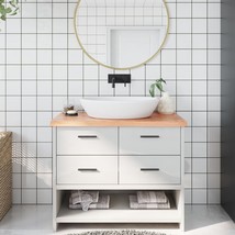  Bathroom Countertop Light Brown 39.4"x23.6"x(0.8"-1.6") Treated Solid Wood - $298.96 CAD