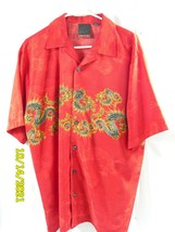 C-TWD Dragon Shirt Button Up Size Large Short Sleeve Red - £8.67 GBP