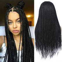 Heat Resistant 16 Inch Micro Box Braiding Natural Black Color Synthetic Lace Wig - £71.12 GBP