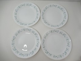 Corelle Country Cottage lot set 4 dessert or bread & butter plates blue hearts - $9.89
