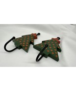 Christmas Tree Stocking Hanger, Wooden Folk Art Design W/ Metal Hook Lot... - $16.79