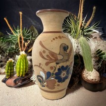 Tonala LARGE Bird Vase Mexican Folk Art Floral Pottery Sandstone Handpainted  - £50.60 GBP