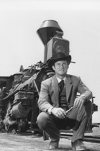 Robert Conrad in The Wild Wild West posing by old steam train 18x24 Poster - £18.95 GBP