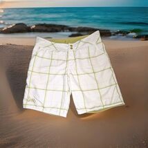 Sims Womens Plaid Long Board Shorts Size 7 White &amp; Green - $19.79