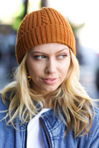 Let&#39;s Go Mustard Cable Knit Beanie - £10.29 GBP