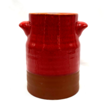 Milk Jug Vase Red Brown Ceramic Vase 6.5 x 4 Flowers Kitchen Utensils - $14.54