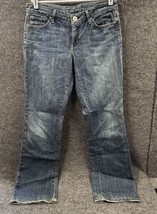 Banana Republic Jeans Womens 32x33 Blue Denim Distressed End Pant Leg Casual - £26.66 GBP