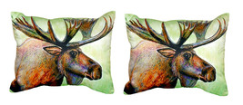 Pair of Betsy Drake Moose No Cord Pillows 15 Inch X 22 Inch - £63.30 GBP