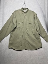 Remmington Button Up Shirt Mens SZ L Green Olive Nylon Vented Fishing Ou... - £29.94 GBP