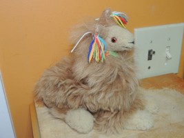 Peruvian Stuffed Alpaca Beige Fur Souvenir Toy 7&quot;x7.5 Peru Plush Soft - $6.29