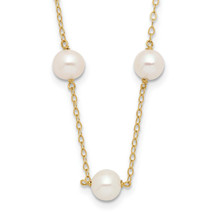 10k Gold 5.5-6.5mm White Near Round FW Cultured Pearl 12-station Necklace - $441.00