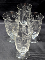 Vintage GLASTONBURY 5.5&quot; Etched Crystal Iced Tea Glass VESTA CLEAR- Set ... - $38.40