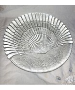 Vintage shell shaped clear glass platter 12&quot; Heavy Solid circa 1960 - £27.53 GBP