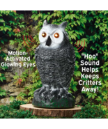 Motion Activated Light &amp; Sound Hooting OWL Garden Statue Outdoor Pest De... - $456.73 MXN