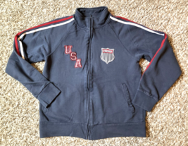 Roma Atletica Track Jacket Mens Medium Navy Blue USA Crest Logo Striped Full Zip - £22.34 GBP