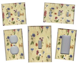 BOTANICAL FLOWERS on BEIGE Light Switch Plates and Outlets Home Decor - £5.68 GBP+