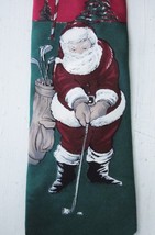 ZYLOS GEORGE MACHADO ITALIAN SILK NECK TIE Santa Claus Playing Golf Chri... - $9.49
