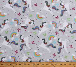 Flannel Unicorns Rainbows Stars Butterflies Cotton Flannel Fabric Print D273.04 - £17.20 GBP