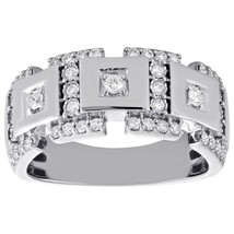 14K White Gold Fn Mens Round Diamond Wedding Band 10mm Miracle Set Ring 2.00 CT. - £51.77 GBP