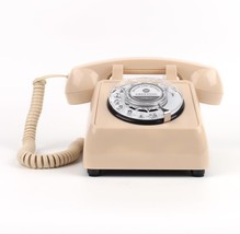 Rotary Retro Phone, Landline Phone With Old Fashion Rotary Dial,, Beige - £39.74 GBP