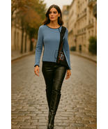 Jaskar Hand Painted Asymmetrical Tunic Top Blue Black Geometric Art Size... - €77,13 EUR