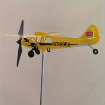All Metal Airplane Weathervane 3D Piper Cub Wind Spinner Outdoor Garden Decor - £11.86 GBP