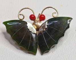 Vintage Estate Jade Jadeite Butterfly Pin Brooch - £15.53 GBP