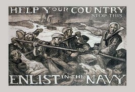 Help Your Country Stop This. Enlist in the Navy by Brangwyn - Art Print - £17.29 GBP+