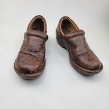 Bolo Womens Casual Clog J00652 Brown Embossed Leather Shoes Sz 9 - £6.99 GBP