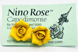 Handcrafted Nino Rose Capodimonte Yellow Porcelain Flower Earrings NOS - £14.24 GBP