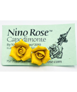 Handcrafted Nino Rose Capodimonte Yellow Porcelain Flower Earrings NOS - £14.22 GBP