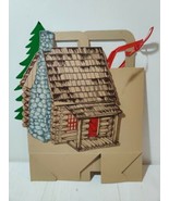 Vintage Gift Box Bag NEW Christmas Log Cabin  - £17.30 GBP
