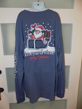 Vineyard Vines Blue Christmas Santa Whale Logo Cotton Casual LS Shirt Si... - $23.36