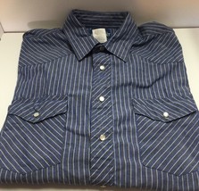 Wrangler Blue And White Striped Long Sleeve Snap Front Shirt Men&#39;s Size L - £14.78 GBP